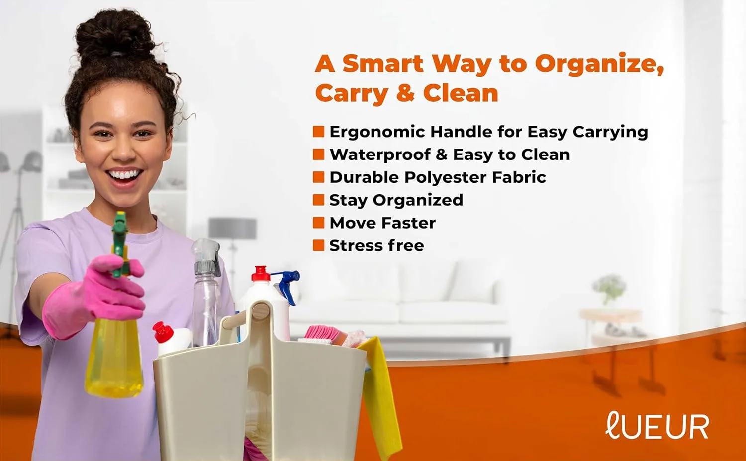 Cleaning Caddy Organizer With Handle – Wearable Bag For Supplies, Multiple Compartments For Storage – Portable Shower & Bathroom Caddy, Ideal For Dorms, College Life, Housekeepers & More (Beige)