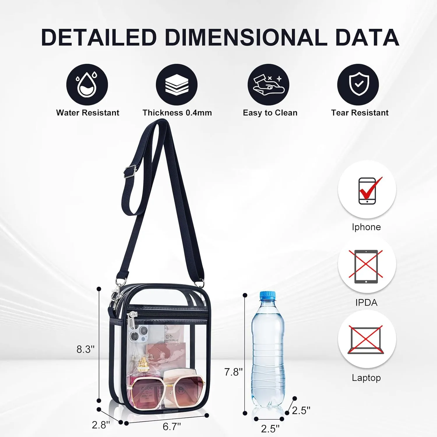 Clear Bag Stadium Approved Clear Purse for Women Clear Crossbody Bag for Stadium Events Concerts Festivals
