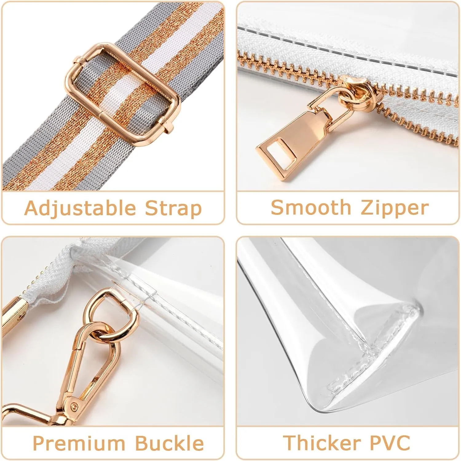 Clear Purse for Women - Stadium Approved Crossbody Bag, Small Stadium Bag for Concerts & Sports Events