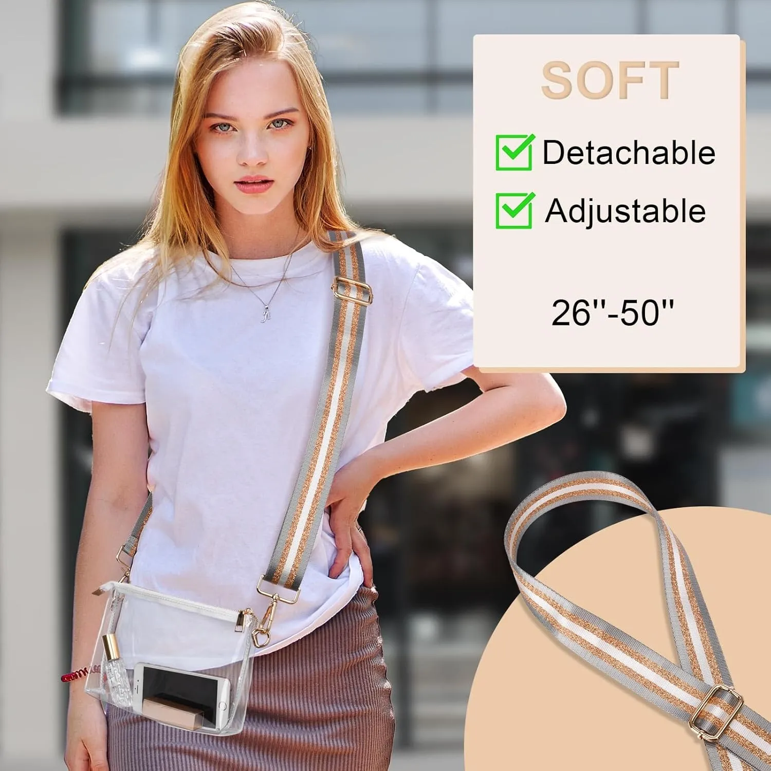 Clear Purse for Women - Stadium Approved Crossbody Bag, Small Stadium Bag for Concerts & Sports Events