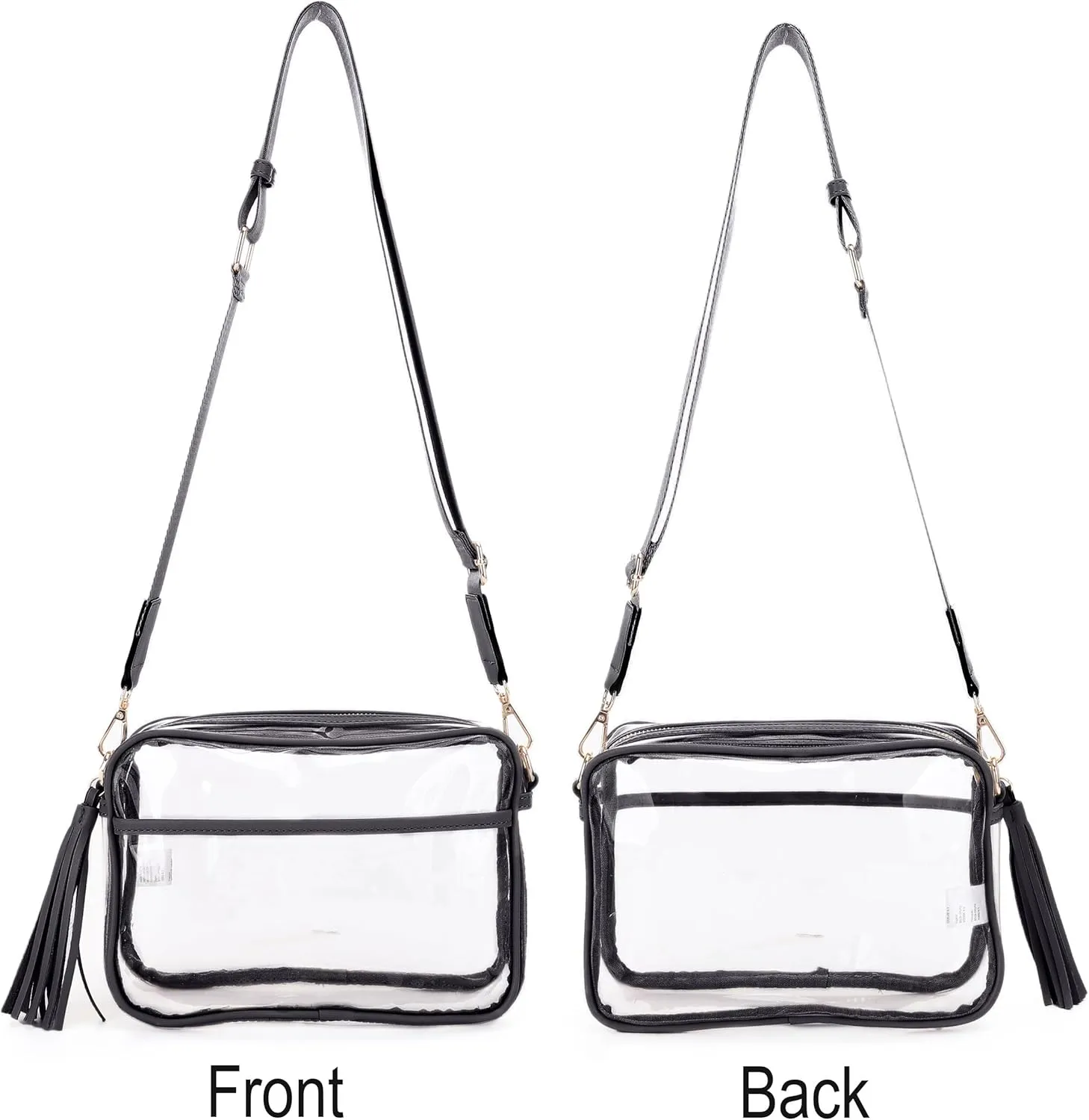 Clear Transparent Crossbody Bag for Stadium Approved Concert Events with Adjustable and Detachable Strap and Tassel