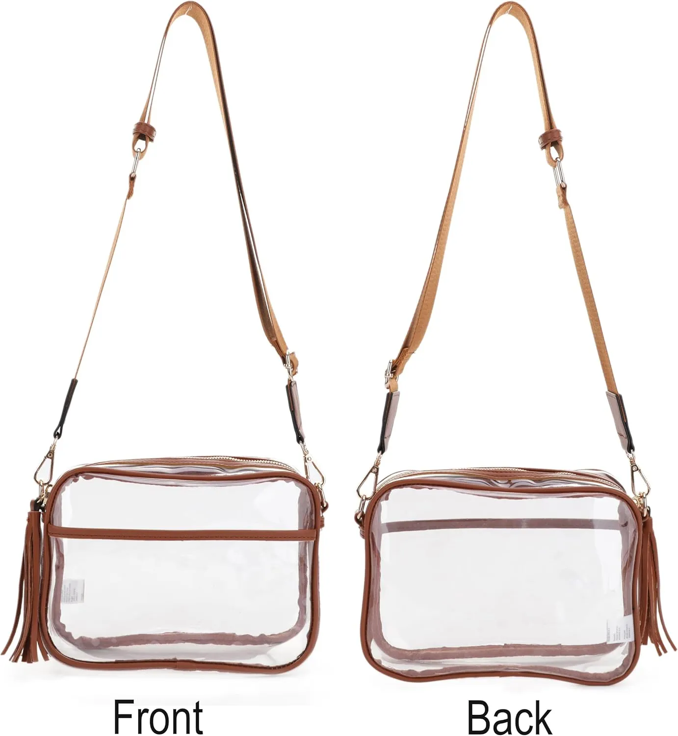 Clear Transparent Crossbody Bag for Stadium Approved Concert Events with Adjustable and Detachable Strap and Tassel