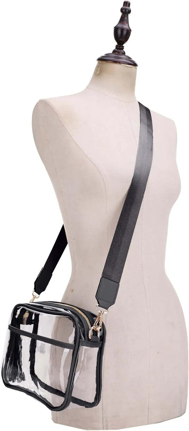 Clear Transparent Crossbody Bag for Stadium Approved Concert Events with Adjustable and Detachable Strap and Tassel