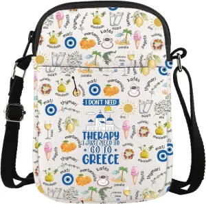 CMNIM Greece Gift Greece Travel Crossbody Bag Greece Souvenirs Gift I Don't Need Therapy I Just Need Go to Greece Lovers Gift