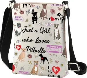 CMNIM Just a Girl Who Loves Pitbulls Crossbody Bag Pitbull Gifts for Pitbull Lovers Owner Pitbull Print Small Crossbody Purse