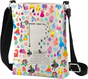 CMNIM We Are All Mad Here Crossbody Bag - Alice Fairy Tales Fan Gift - Smiling Cat Wonderland Quote Shoulder Bag