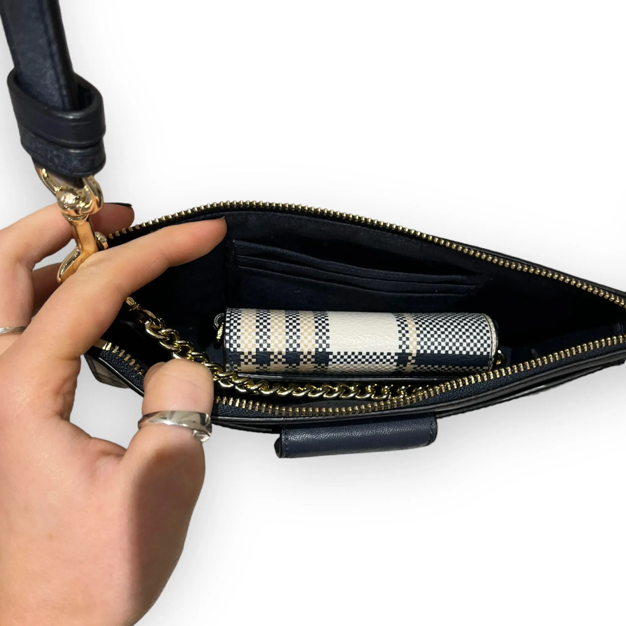 Coach Navy Check Mini Bag