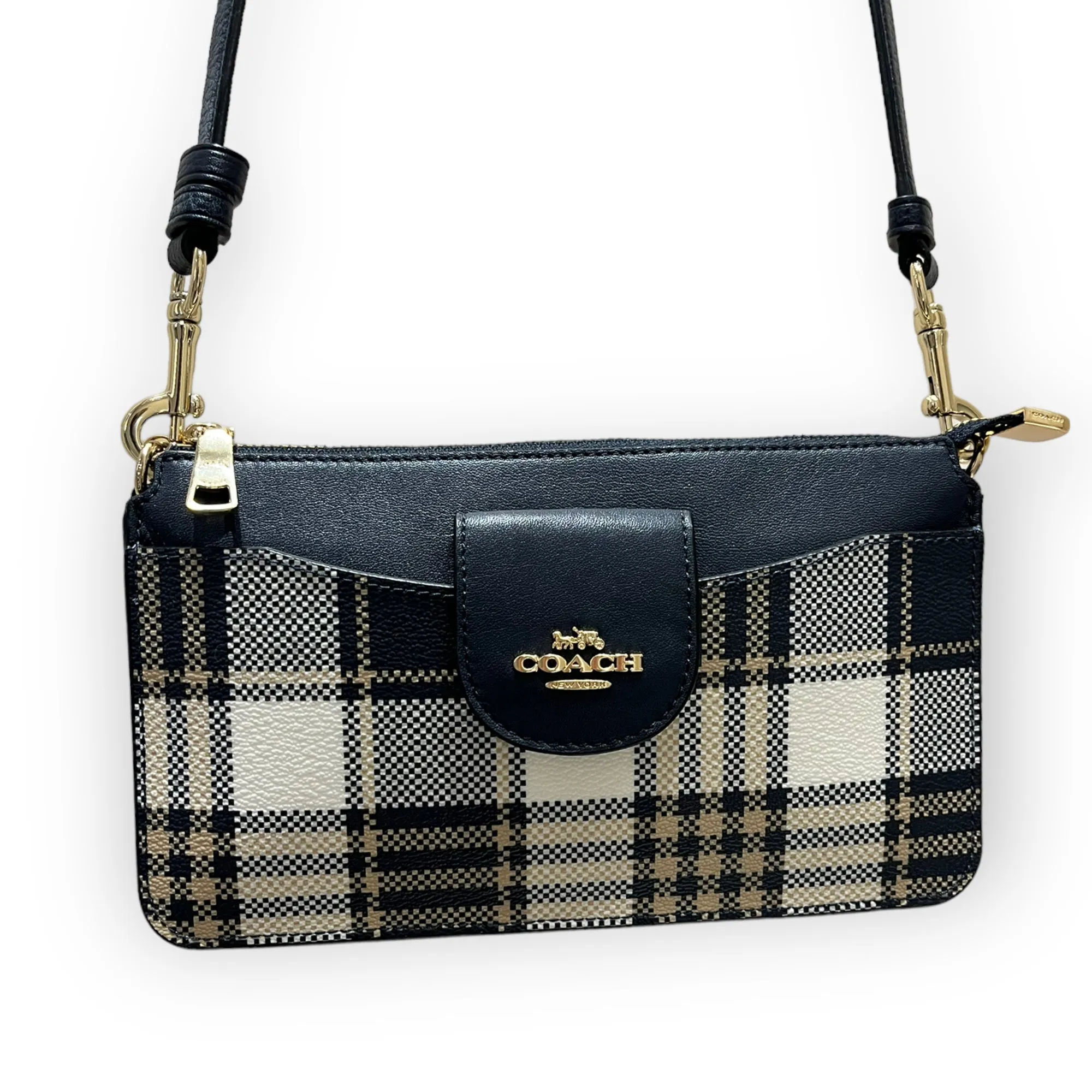 Coach Navy Check Mini Bag
