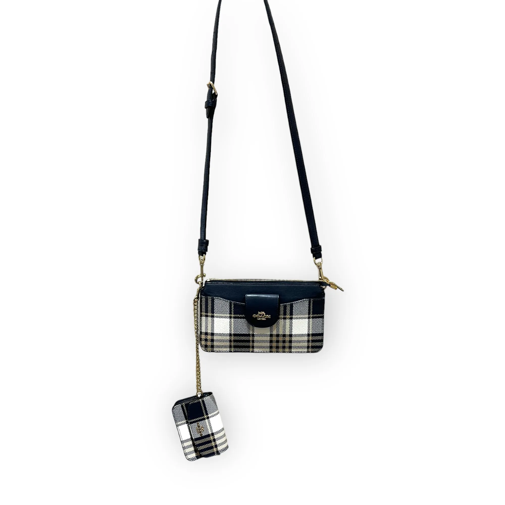 Coach Navy Check Mini Bag