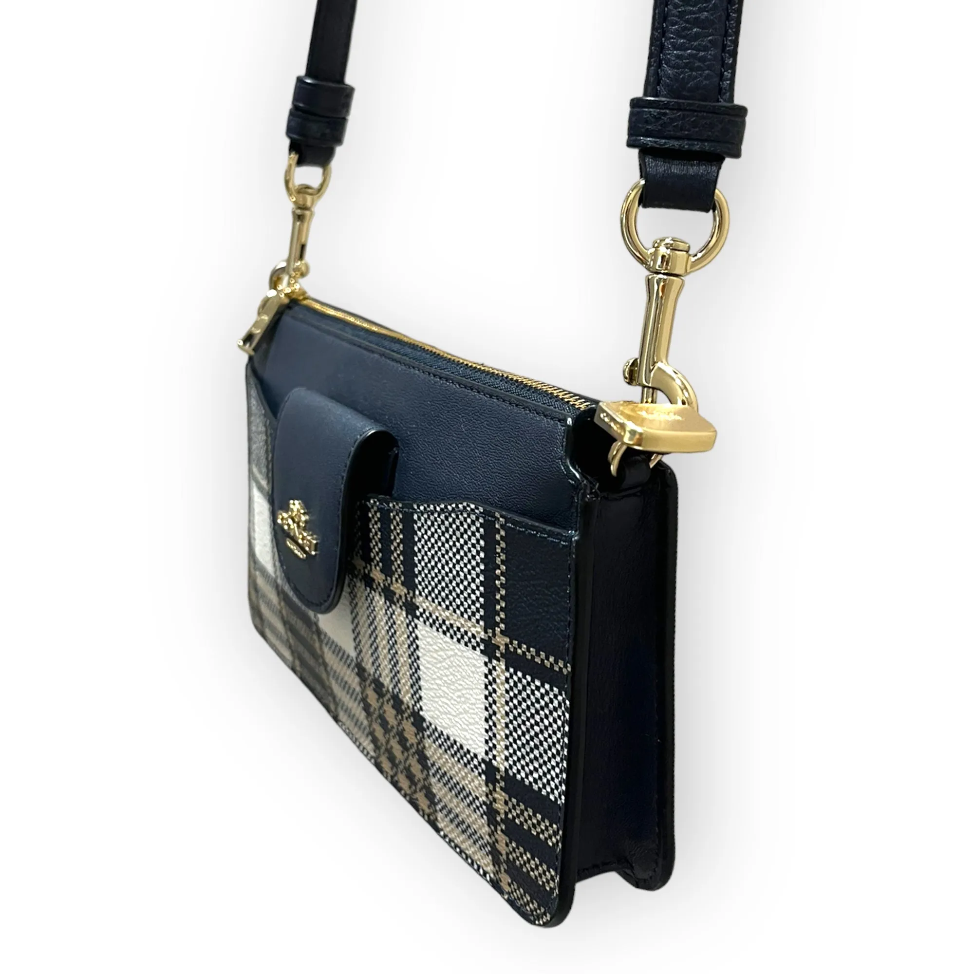 Coach Navy Check Mini Bag