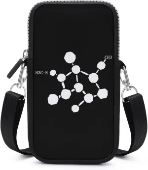 Cocaine Molecule Formula Chemistry Phone Purse Crossbody for Women Card Holder Wallet Shoulder Bag for Work Travel