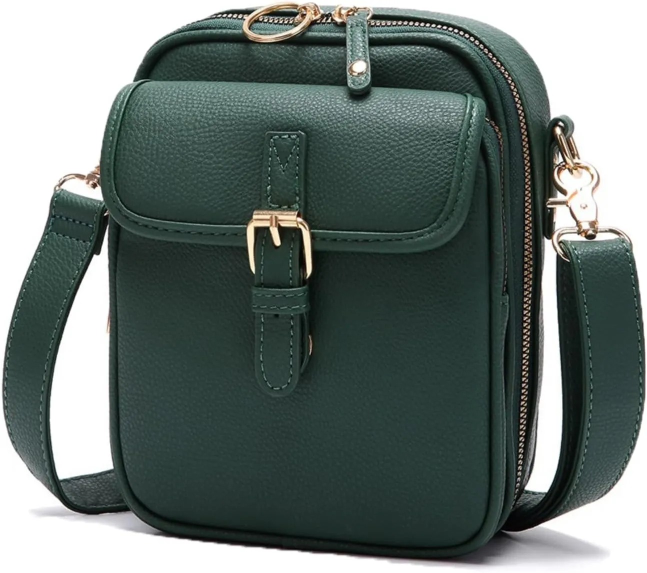 Collaborat Crossbody Leather Bag, Double Layer Large Capacity with Card Holder, with Adjustable Shoulder Strap