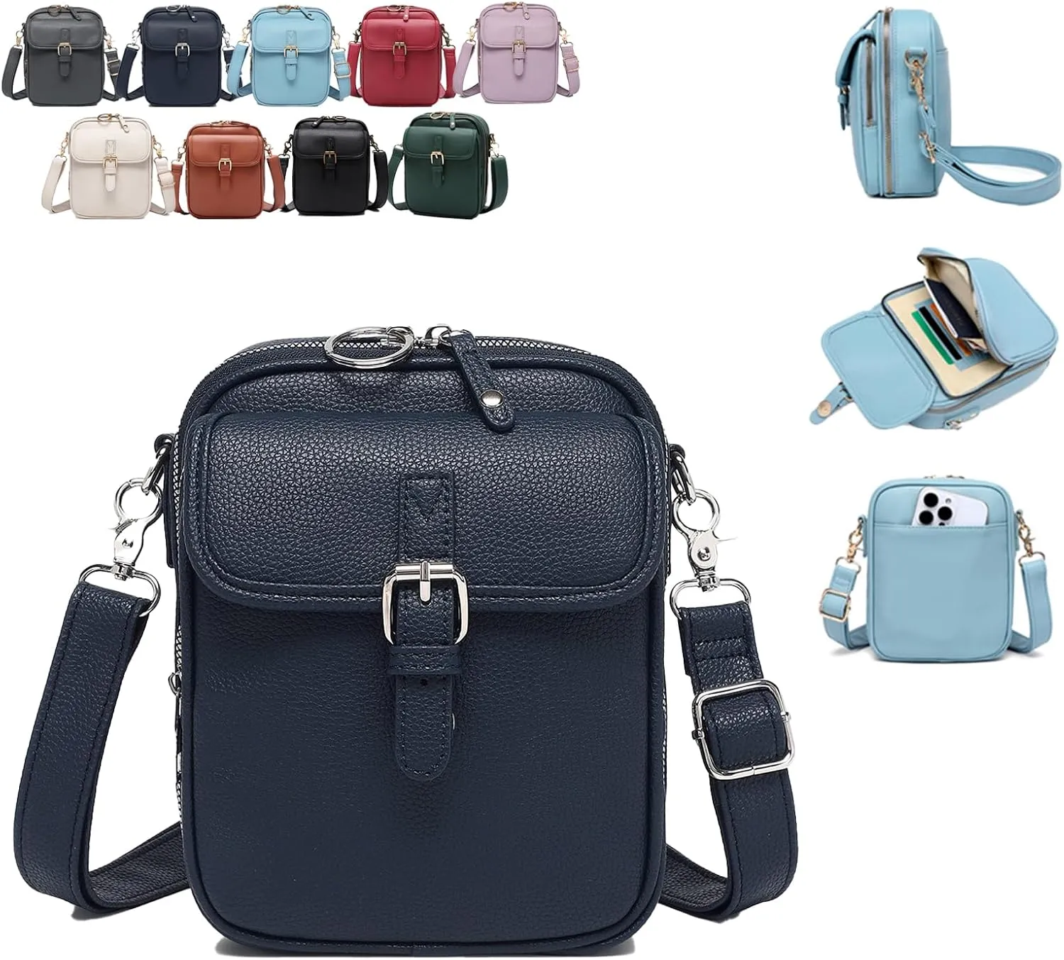Collaborate1 Crossbody Leather Bag,Urvashi Vintage Double Layer Crossbody Leather Bags,Tojoyride Large Capacity Mini Bag