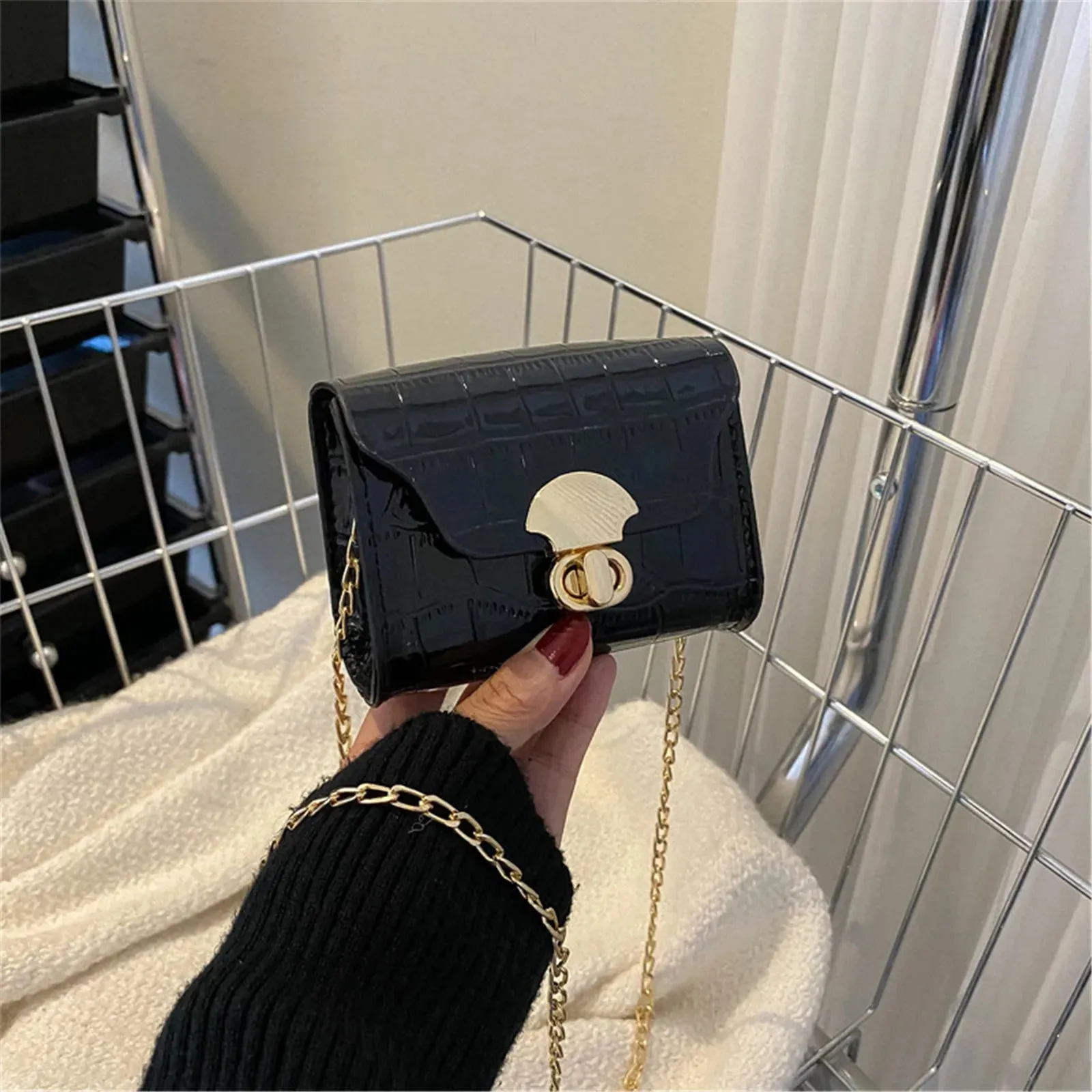 Color Casual Small Square Bag Handbag Crossbody Bag PU Korean Style Fashion Girl Coin Purse Solid Mini Purse