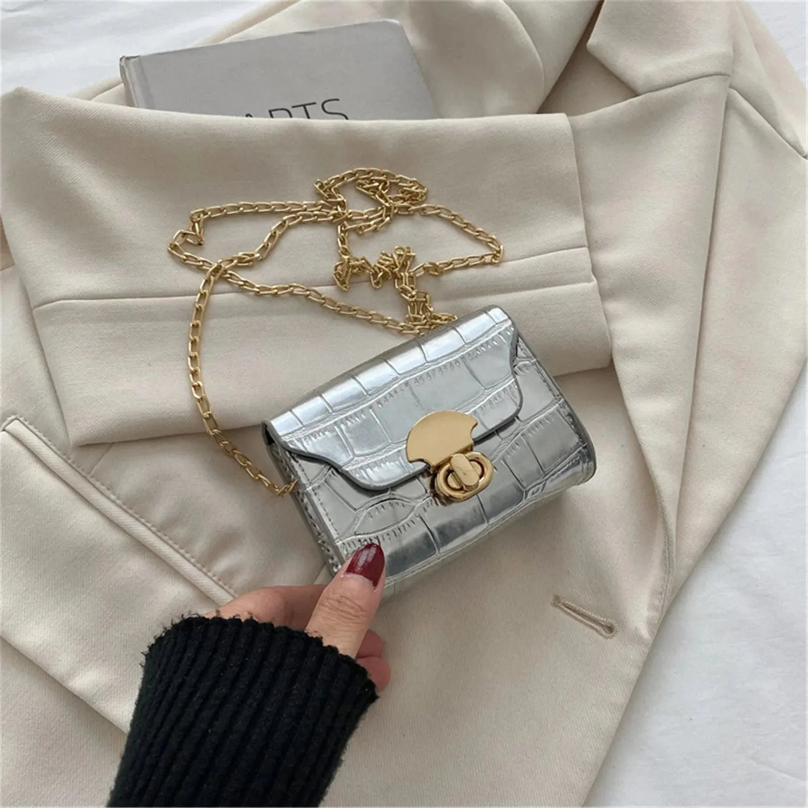 Color Casual Small Square Bag Handbag Crossbody Bag PU Korean Style Fashion Girl Coin Purse Solid Mini Purse