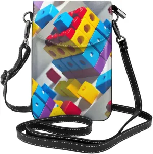 Colorful Building Blocks Women's crossbody bag, crossbody phone bag, tassel wallet with shoulder strap, best gift for women.