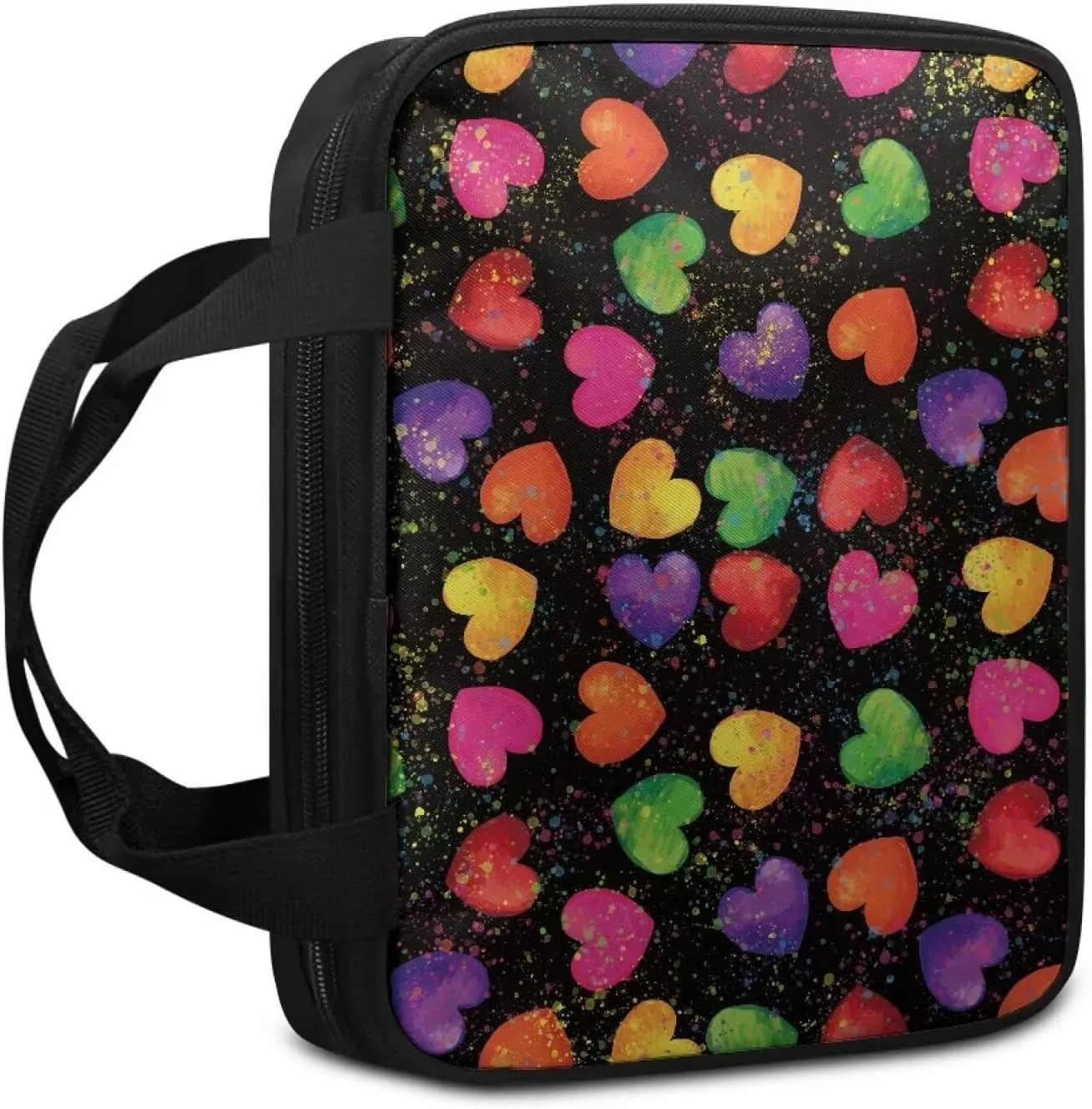 Colorful Hearts Print Bible Cover Case for Girls,Fashion Bible Case Women Bible Bag,Bible Book Case,Church Bag,Bible Carrying Case,Bible Holder,Bible Book Cover Christian Gifts
