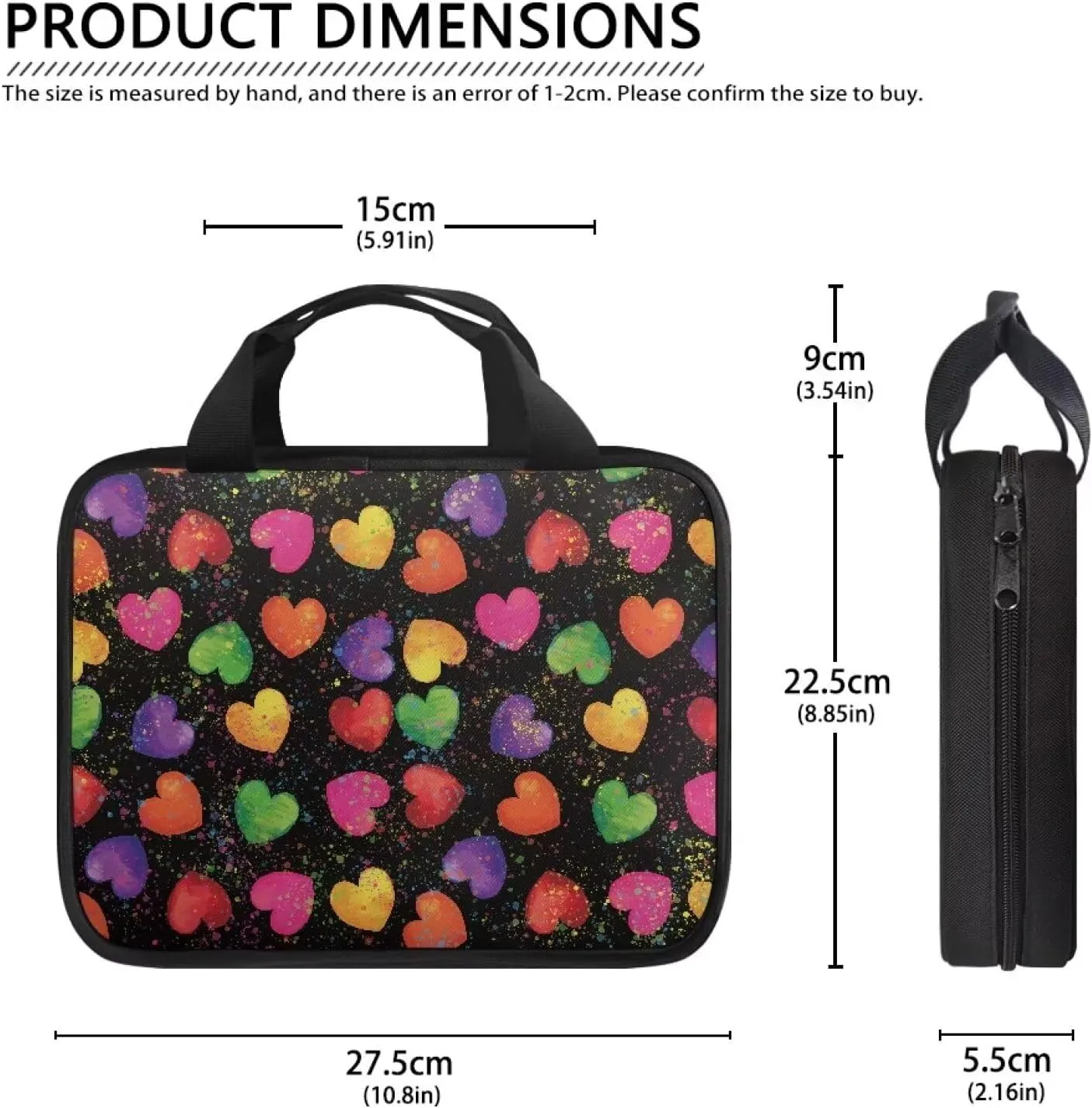Colorful Hearts Print Bible Cover Case for Girls,Fashion Bible Case Women Bible Bag,Bible Book Case,Church Bag,Bible Carrying Case,Bible Holder,Bible Book Cover Christian Gifts