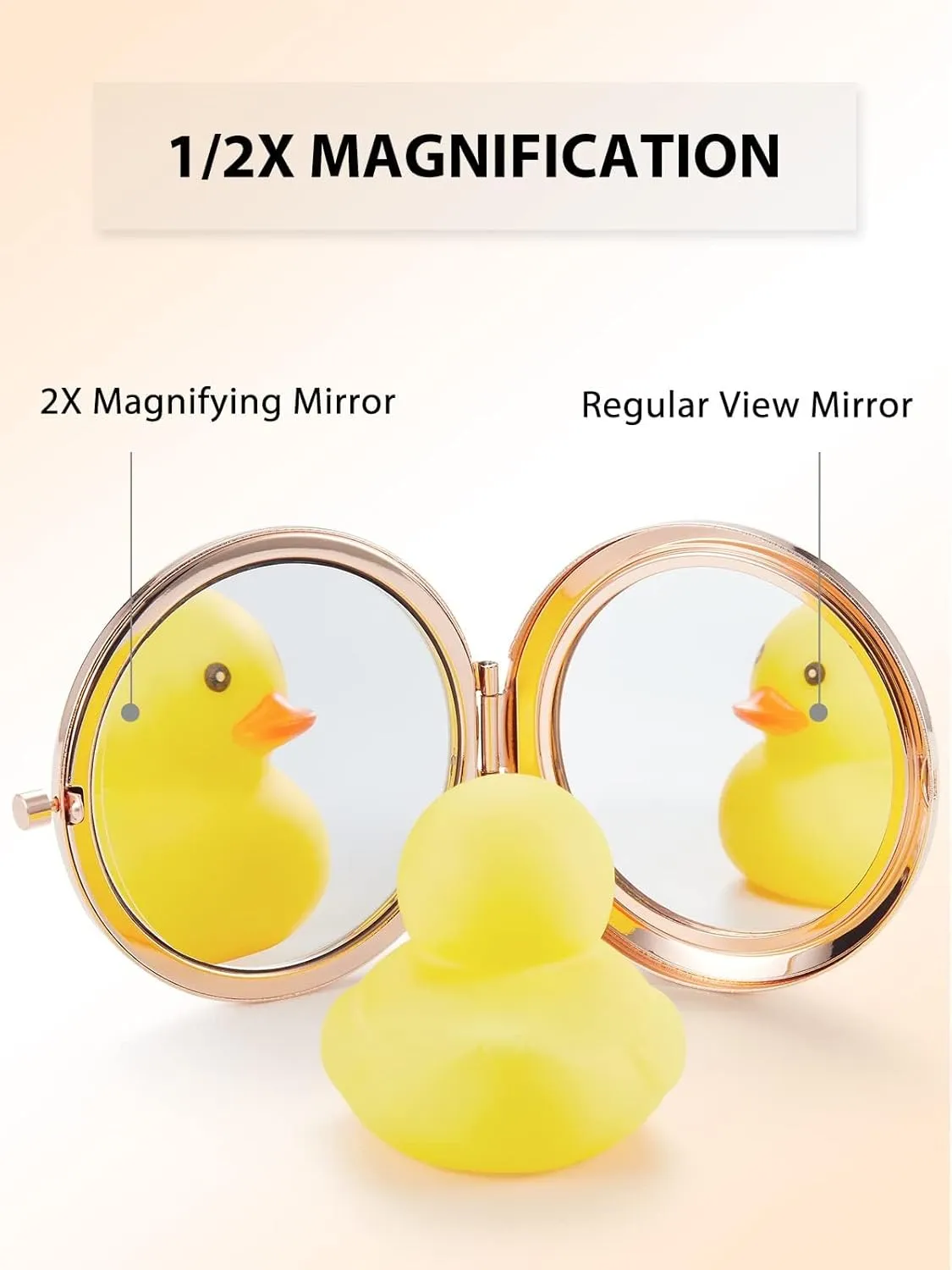 Compact Mirror for Purse, Pack of 6 Double-Sided 1X/2X Magnifying Round Metal Pocket Makeup Mirrors(Rose Gold, Mix Diamond)