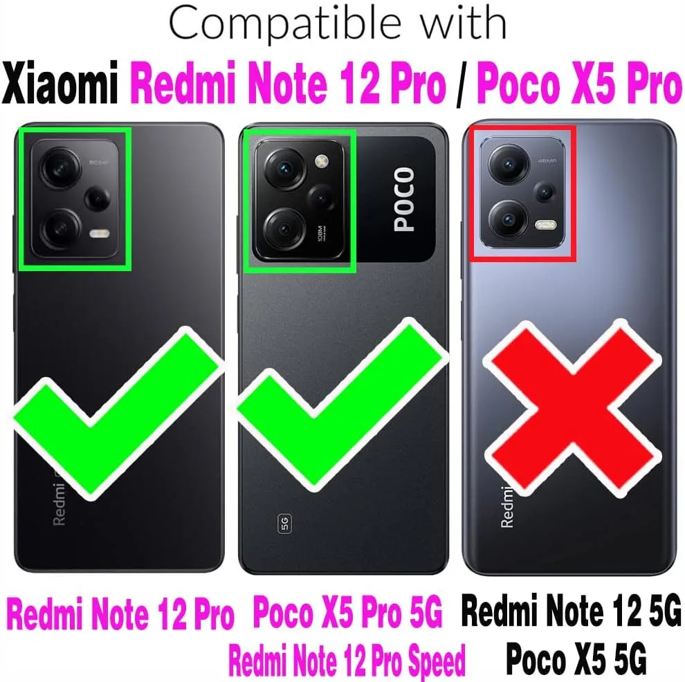 Compatible with Xiaomi Poco X5 Pro/Redmi Note 12 Pro 5G Zipper Wallet Case with Crossbody Shoulder Strap, 8 Card Slots and Leather Stand Cell Phone Cover for X5Pro 12Pro Speed Women Black