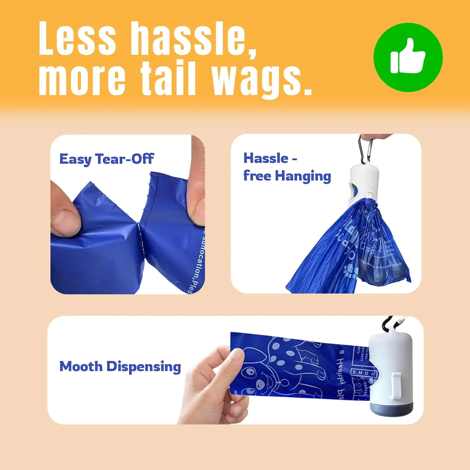 Compostable Dog Poop Bags BPI Certified Biodegradable Pet Waste Bags Leak-Proof Eco Design (7 rolls & a dispenser)