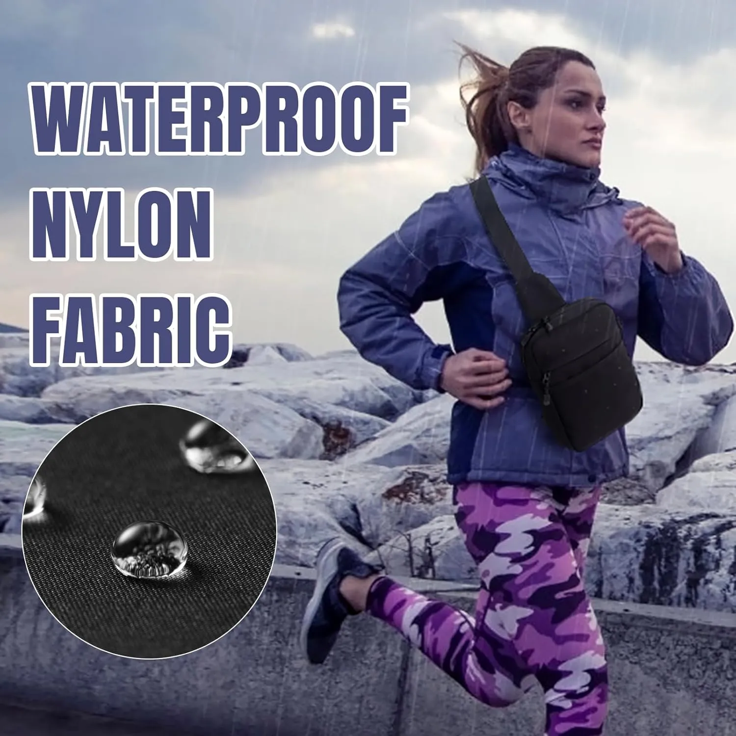 Concealed Carry Sling Gun Bag for Women Waterproof Crossbody Soft Pistol Case EDC Shoulder Pouch of Handgun Chest Pack