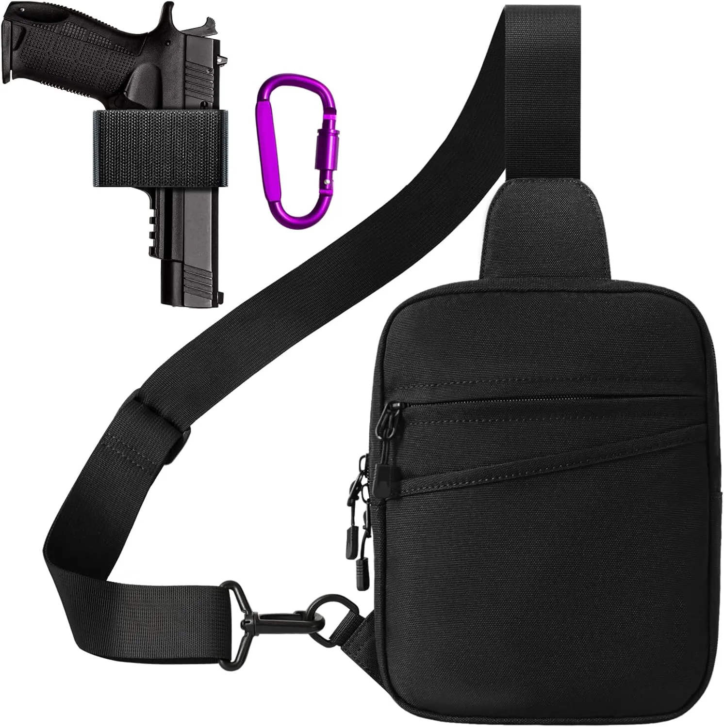 Concealed Carry Sling Gun Bag for Women Waterproof Crossbody Soft Pistol Case EDC Shoulder Pouch of Handgun Chest Pack