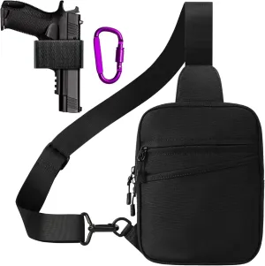 Concealed Carry Sling Gun Bag for Women Waterproof Crossbody Soft Pistol Case EDC Shoulder Pouch of Handgun Chest Pack