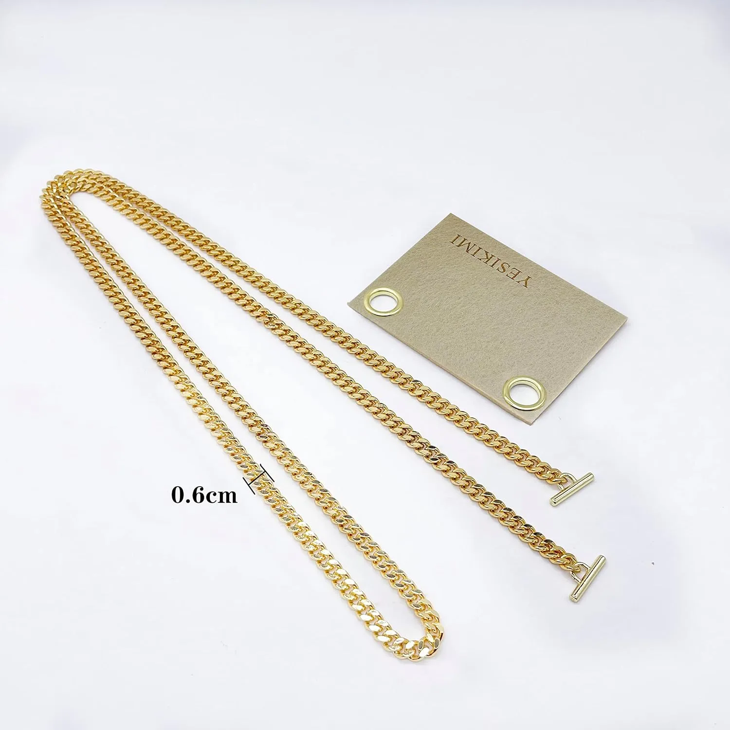 Conversion Kit Compatible With YSL small card holder Felt Insert   47" Gold Chain (beige)
