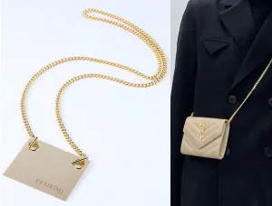 Conversion Kit Compatible With YSL small card holder Felt Insert   47" Gold Chain (beige)
