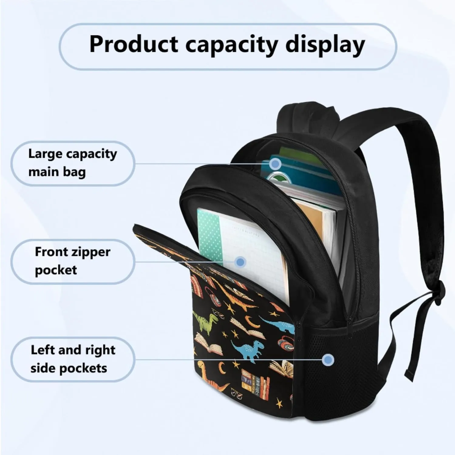 Cool Dinosaur Backpack with Lunch Box Kids Boys Back to School, 3rd Grade Backpack Cartoon Pencil Case and Water Bottle Holder Study Supplies for Kids Back to School