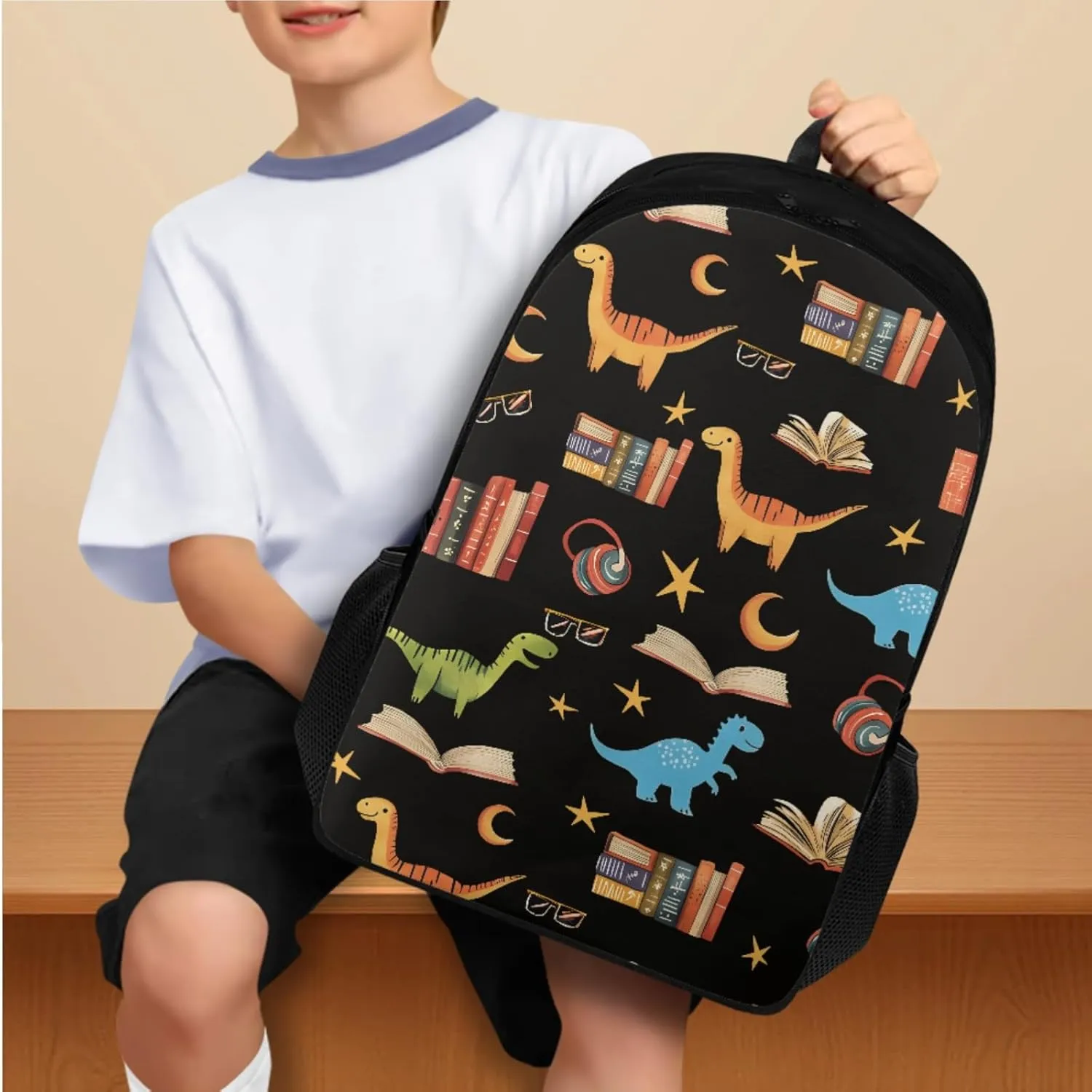 Cool Dinosaur Backpack with Lunch Box Kids Boys Back to School, 3rd Grade Backpack Cartoon Pencil Case and Water Bottle Holder Study Supplies for Kids Back to School
