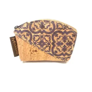 Cork Mini Coin Purse and Small Coin Pouch in a Paisley Brown