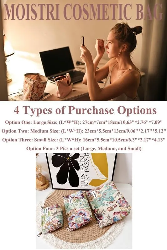 Cosmetic Bag Makeup Bag Cute Floral Travel Toiletry Bag for Women Makeup Case Zipper Toiletry Bags for Traveling (Medium)