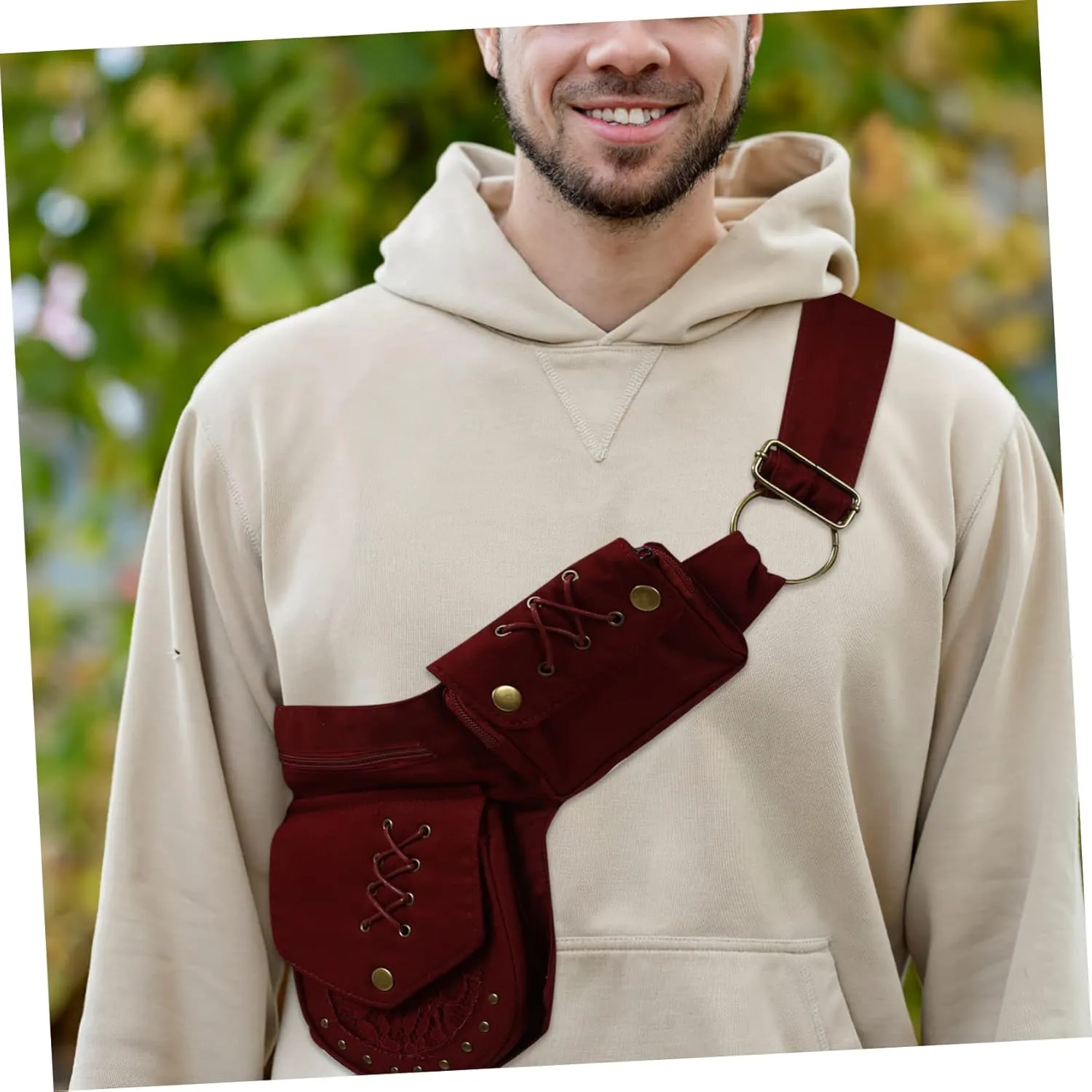 Cotton Cloth Material Phone Waist Bag Large Size Crossbody Phone Holder Pouch