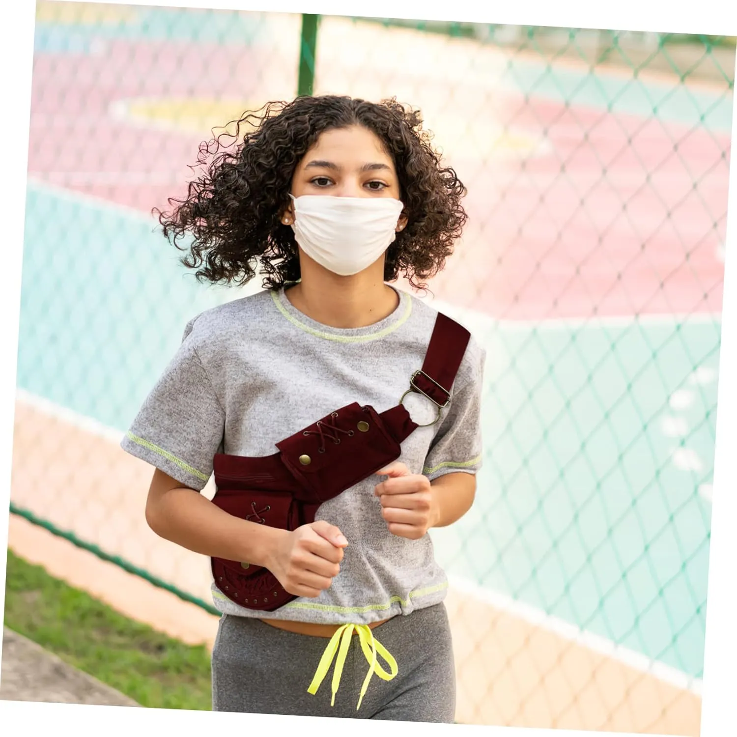 Cotton Cloth Material Phone Waist Bag Large Size Crossbody Phone Holder Pouch