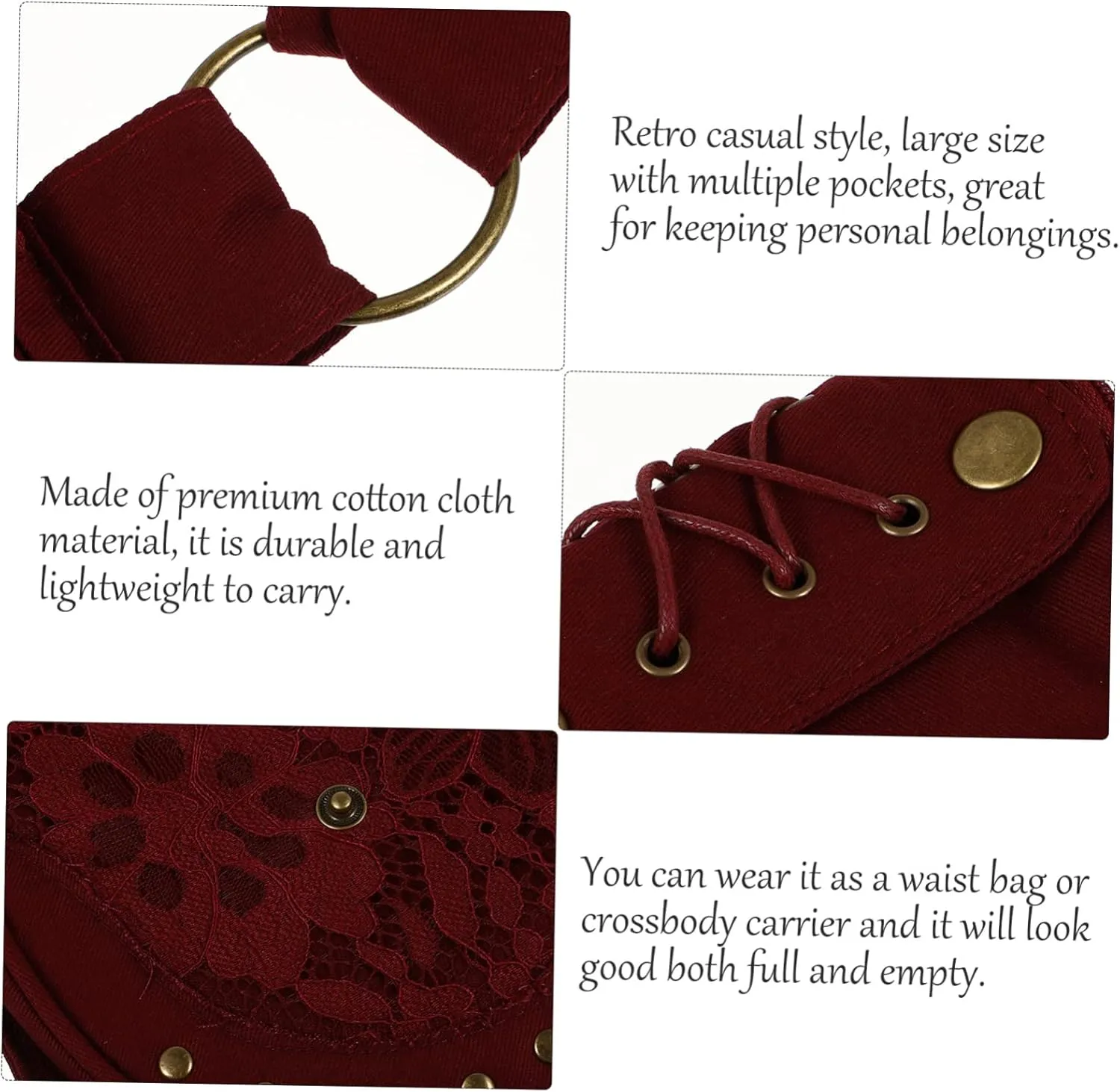 Cotton Cloth Material Phone Waist Bag Large Size Crossbody Phone Holder Pouch