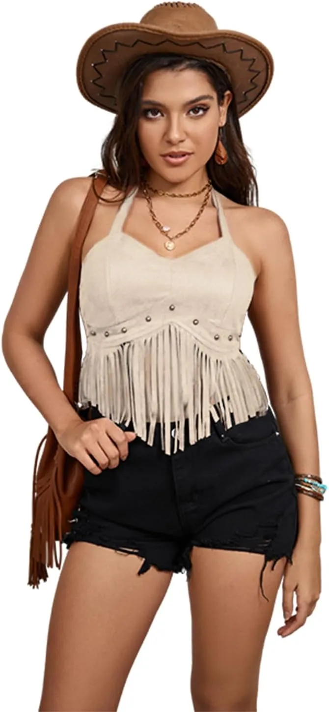 Country Concert Outfit for Women Fringe Western Rodeo Cowgirl Shirts 70s Hippie Tops with Tassel