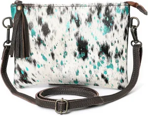 cowhide and hair on Pouch bag Genuine cowhide hair on small crossbody Bag with adjustable detachable strap