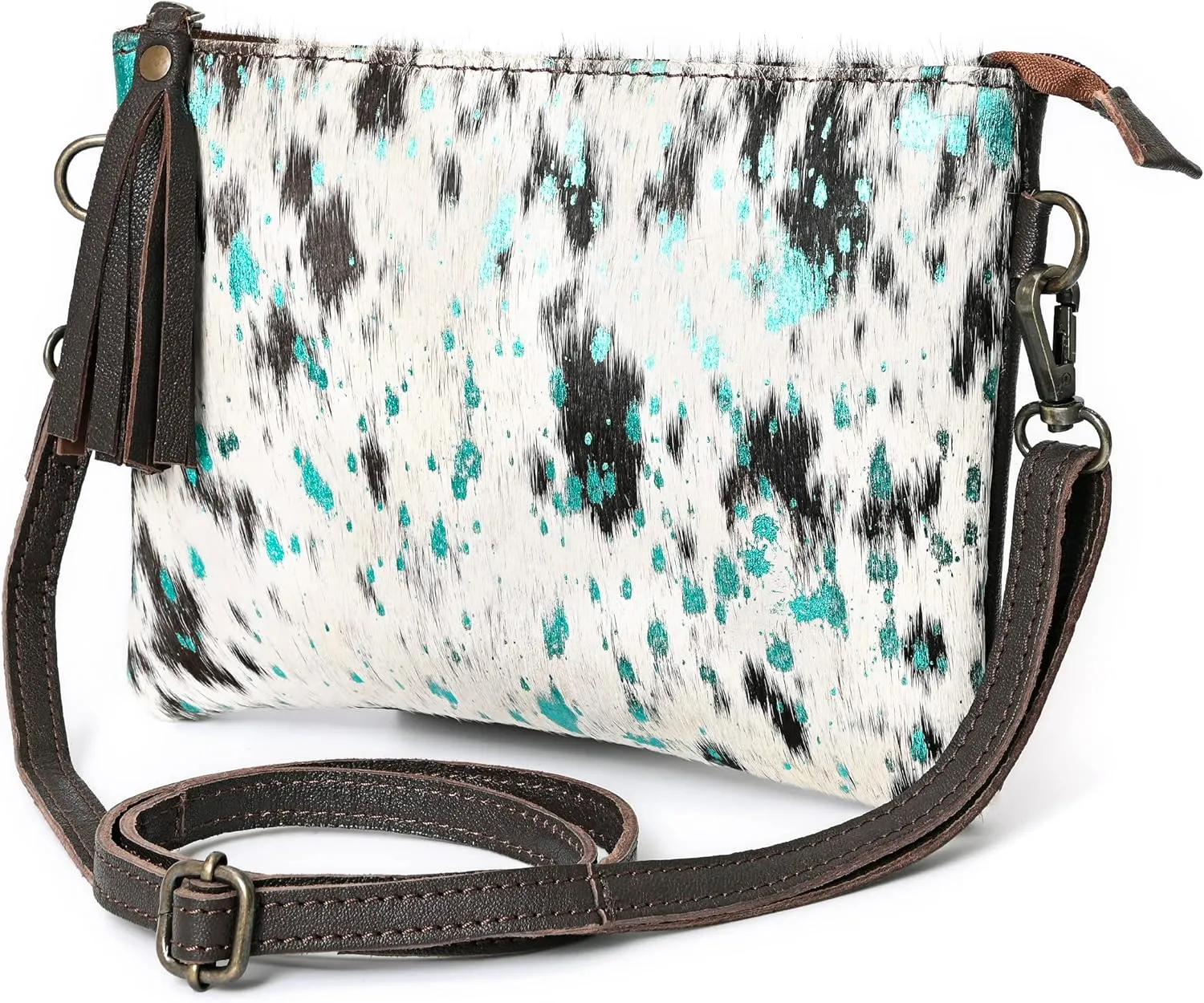 cowhide and hair on Pouch bag Genuine cowhide hair on small crossbody Bag with adjustable detachable strap