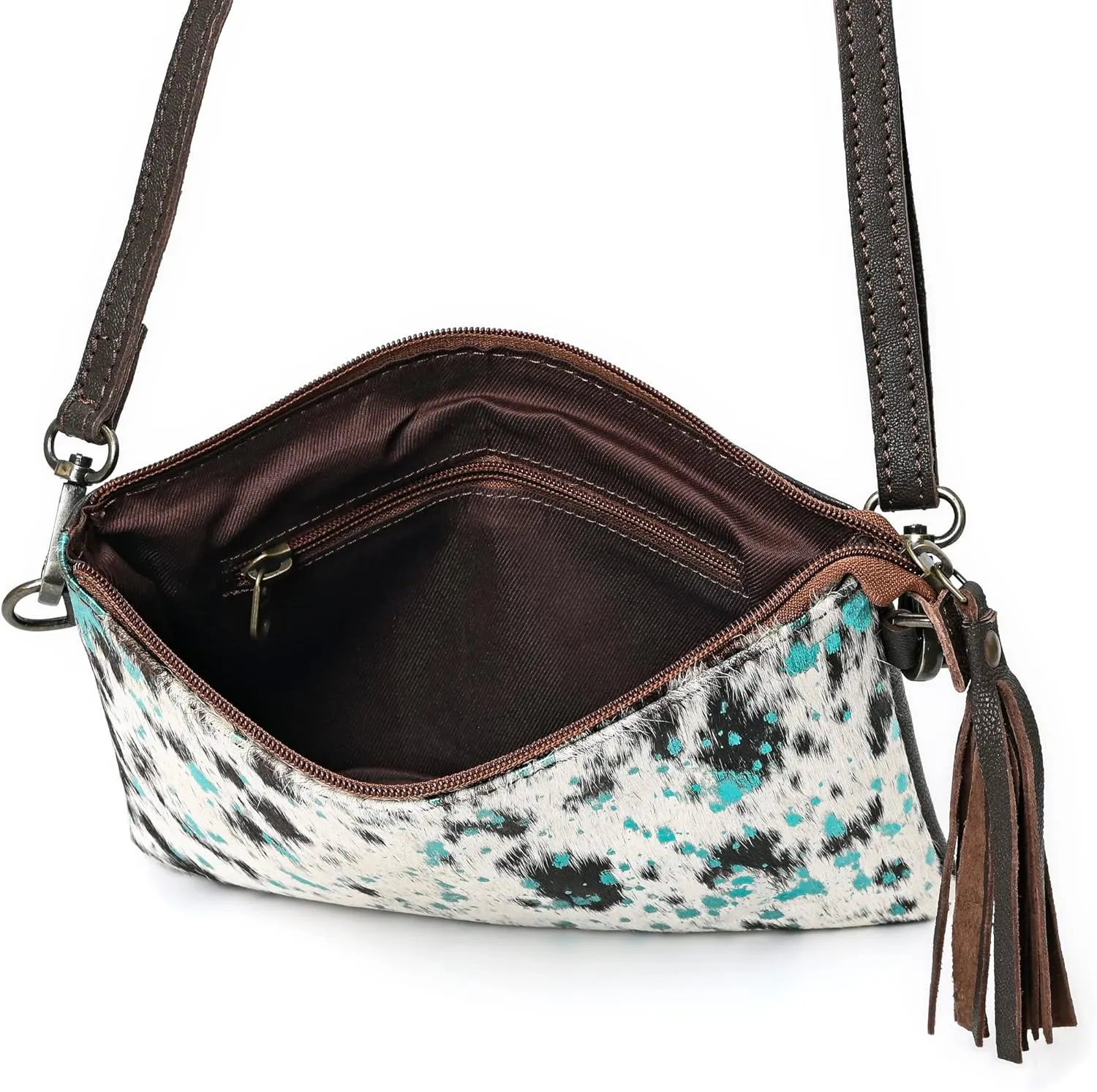 cowhide and hair on Pouch bag Genuine cowhide hair on small crossbody Bag with adjustable detachable strap