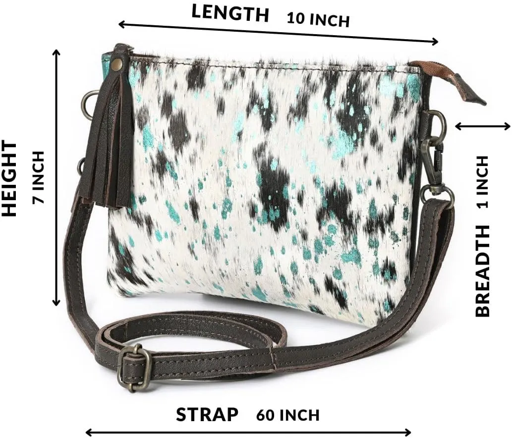 cowhide and hair on Pouch bag Genuine cowhide hair on small crossbody Bag with adjustable detachable strap