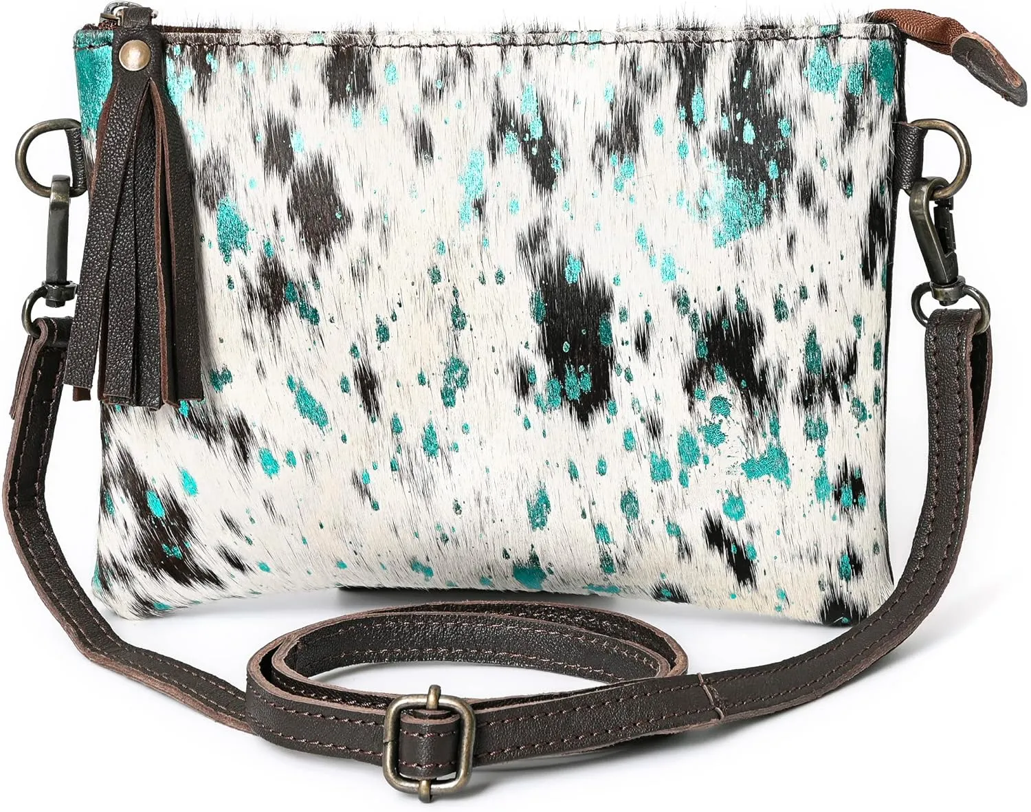 cowhide and hair on Pouch bag Genuine cowhide hair on small crossbody Bag with adjustable detachable strap
