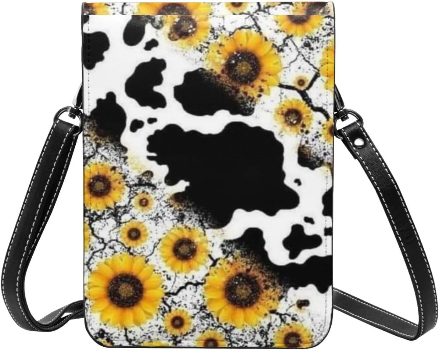 Cows and Sunflowers Cell Phone Purse Small Crossbody Bags For Women Men Wallet Purses With Adjustable Strap
