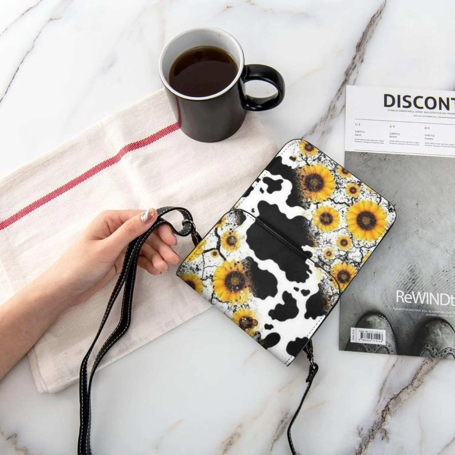 Cows and Sunflowers Cell Phone Purse Small Crossbody Bags For Women Men Wallet Purses With Adjustable Strap