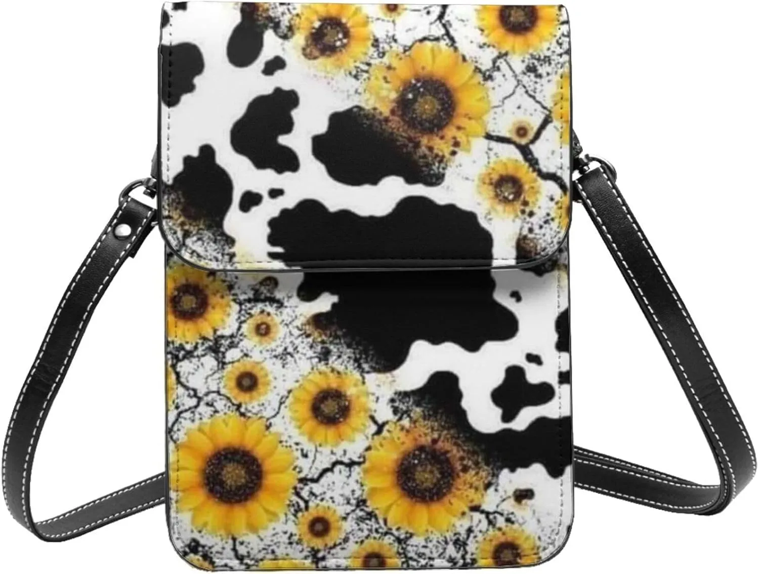 Cows and Sunflowers Cell Phone Purse Small Crossbody Bags For Women Men Wallet Purses With Adjustable Strap