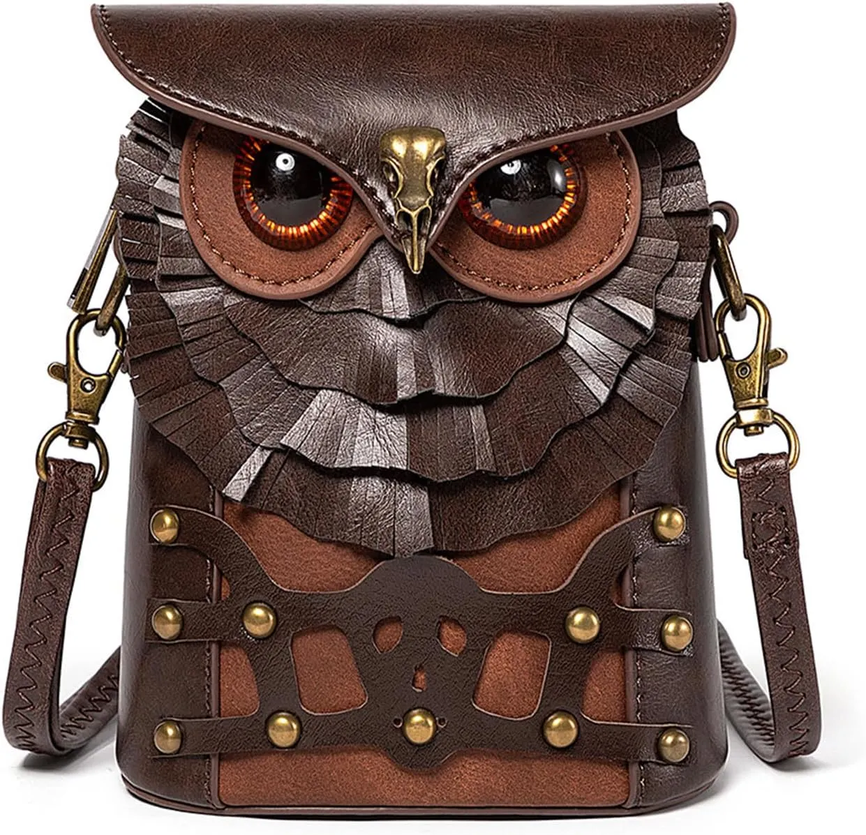Creative Owl Crossbody Bag For Women Lovely Animal Shoulder Bag PU Leather Bag Medieval Handbag Coin Purse, As Shown in the Pictures
