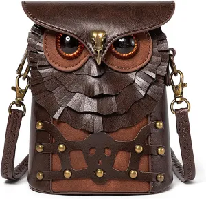 Creative Owl Crossbody Bag For Women Lovely Animal Shoulder Bag PU Leather Bag Medieval Handbag Coin Purse, As Shown in the Pictures