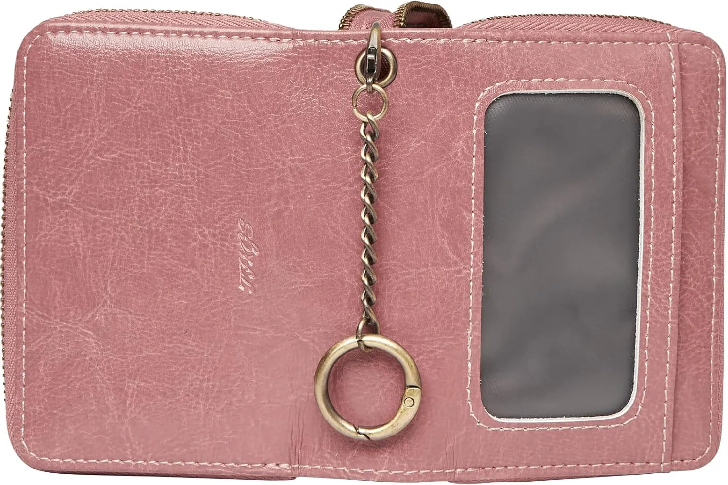 Credit Card Holder for Women, RFID Blocking Wallet Small Leather Wallet Women with Accordion Zipper, Card Wallet Keychain Pink
