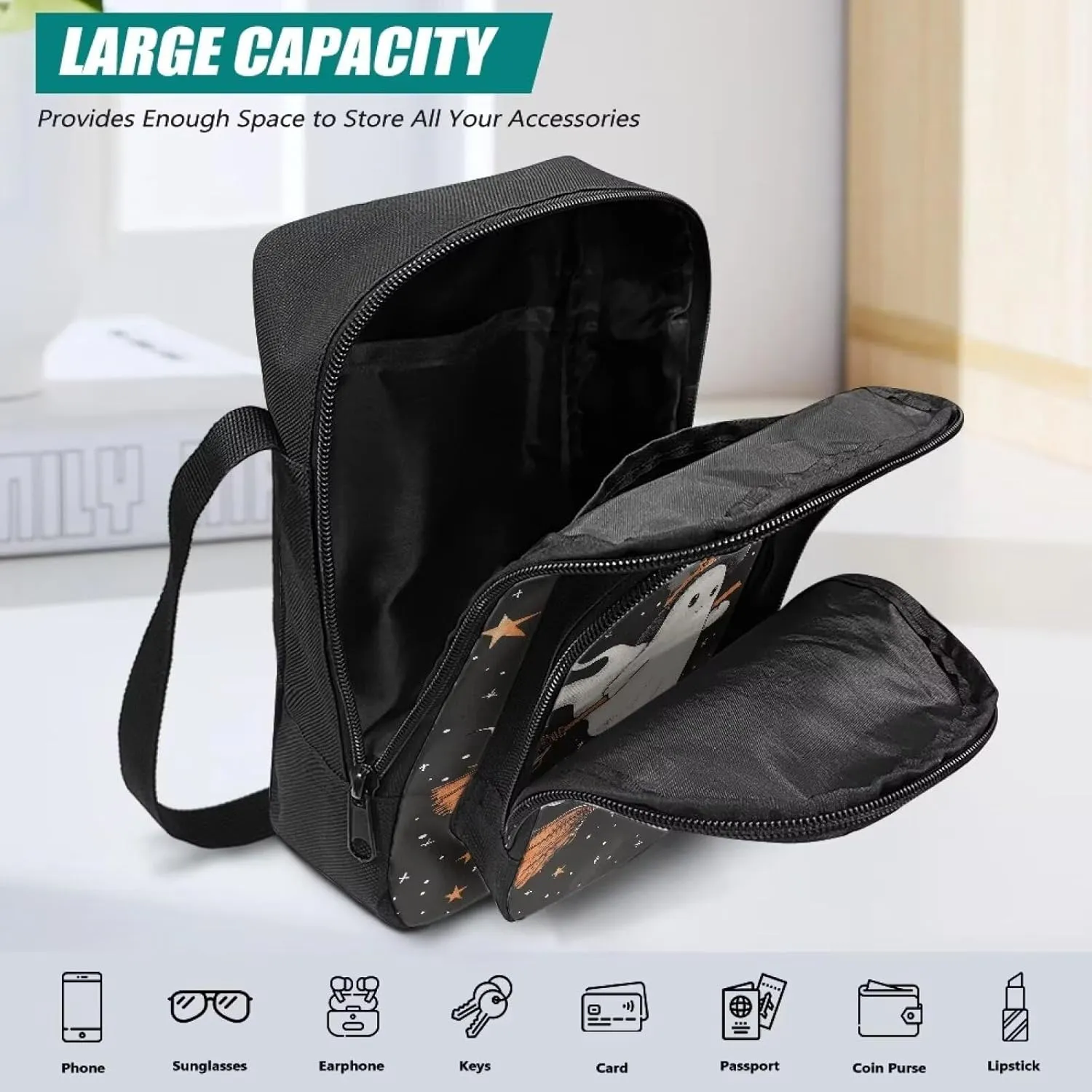 Cross-body Bag for Women Small Purse with Double Layer Zipper Pockets Shoulder Crossbody